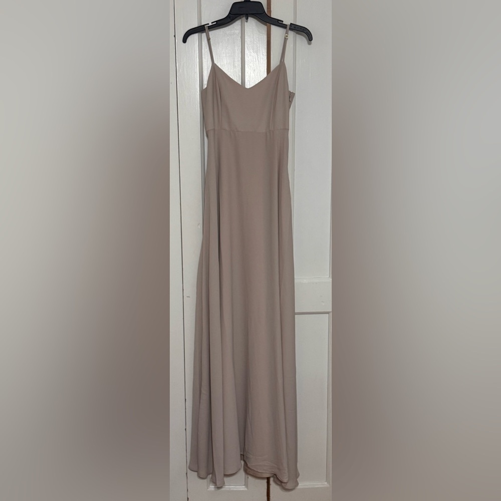 Show Me Your MuMu Faith Maxi Formal Bridesmaid Dress in Soft Beige Chiffon - Picture 6 of 9